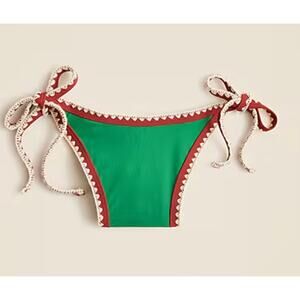 J Crew Crochet Trim String Bikini Bottom L Green NWT Swim Beach CJ807 J.Crew
